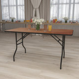30"x 60" Rectangular Wood Folding Banquet Table with Clear Coated Finished Top