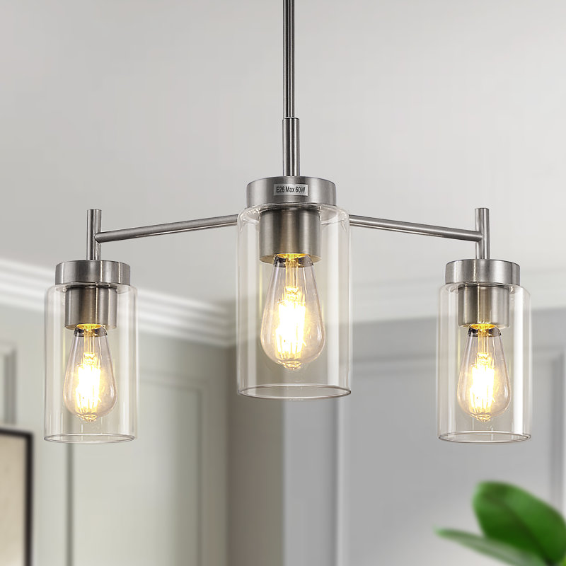 Luminaires modernes 3 lustres contemporains, Nickel brossé