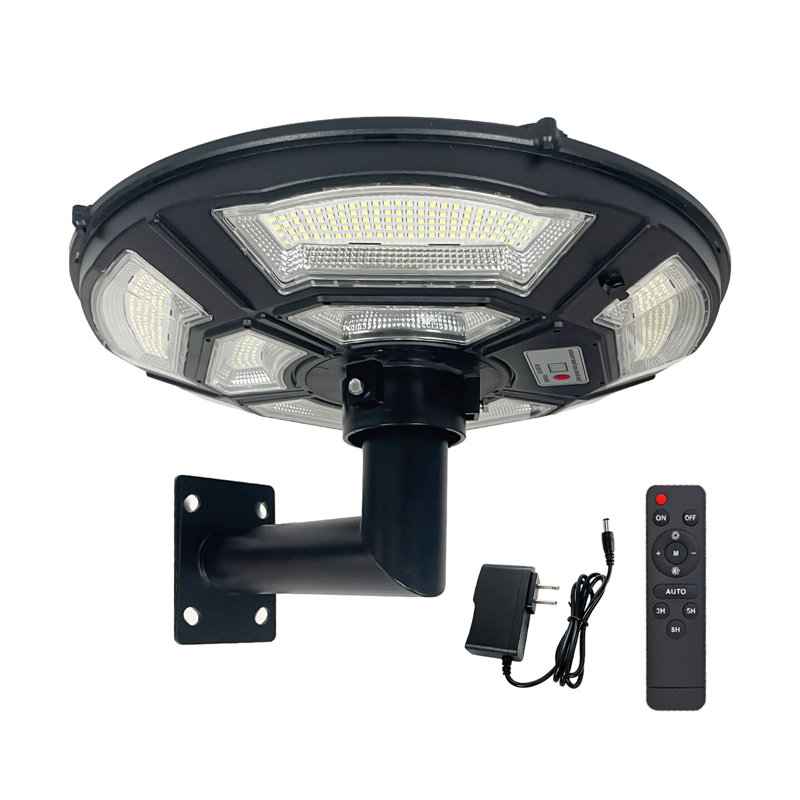 Lampadaire extérieur de 42 cm (16,5 pouces) avec support mural en L, 750 DEL, alimentation solaire et recharge CC, étanchéité IP65