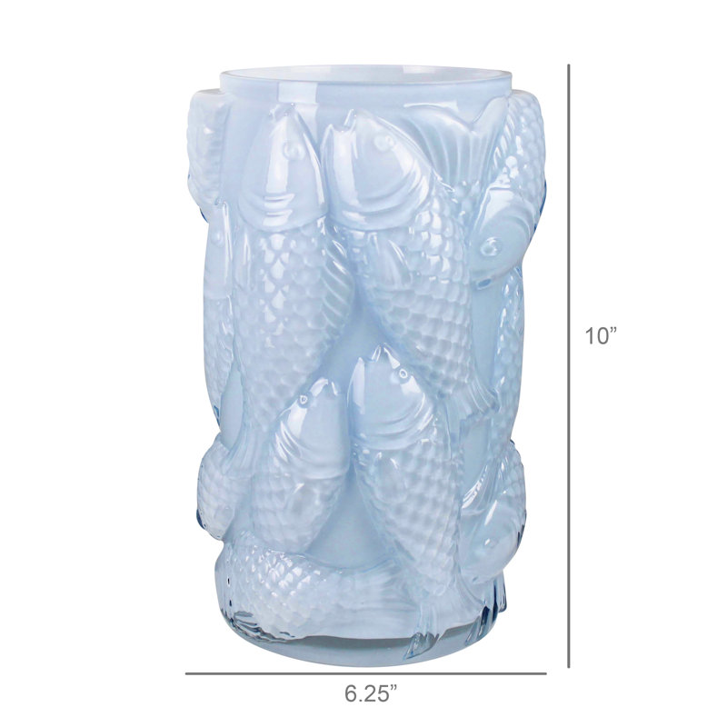 Vase avec poisson en relief, verre
