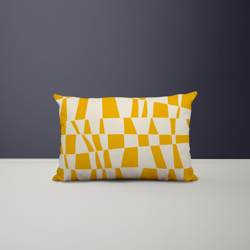 Housse et insert de coussin rectangulaire en polyester pour l'intérieur et l'extérieur, Jaune