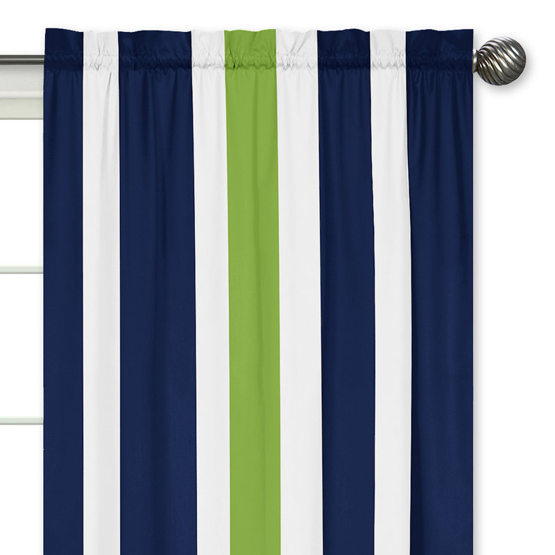 Stripe Striped Semi-Sheer Rod Pocket Curtain Panels, Green/Blue