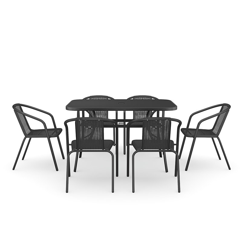 Alfie-Jack 6 - Person Patio Dining Set with Rectangular Table, 120cm