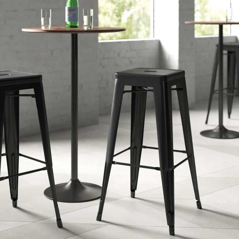 Counter Stool with Metal Frame, Black