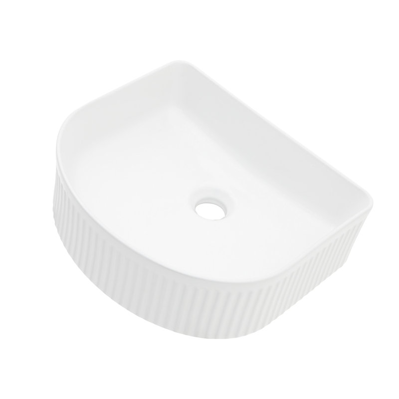 Ceramic Vessel Bathroom Sink 15.93"X14.08" - Modern Look, White, Stain , White Modern, Hip