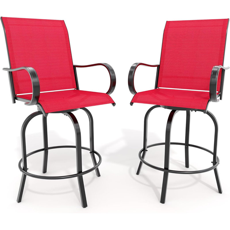 Tabourets de bar pivotants d'extérieur, chaises de patio à haut dossier toutes saisons pour accoudoirs pour terrasse