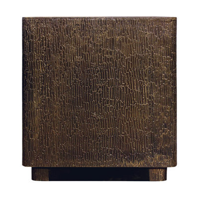 Landon End Table In Contemporary Stamped Brass Cladding On Solid Wood