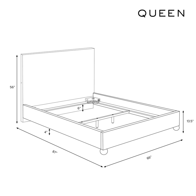Platform Bed, Queen, Zuma White Textured Linen