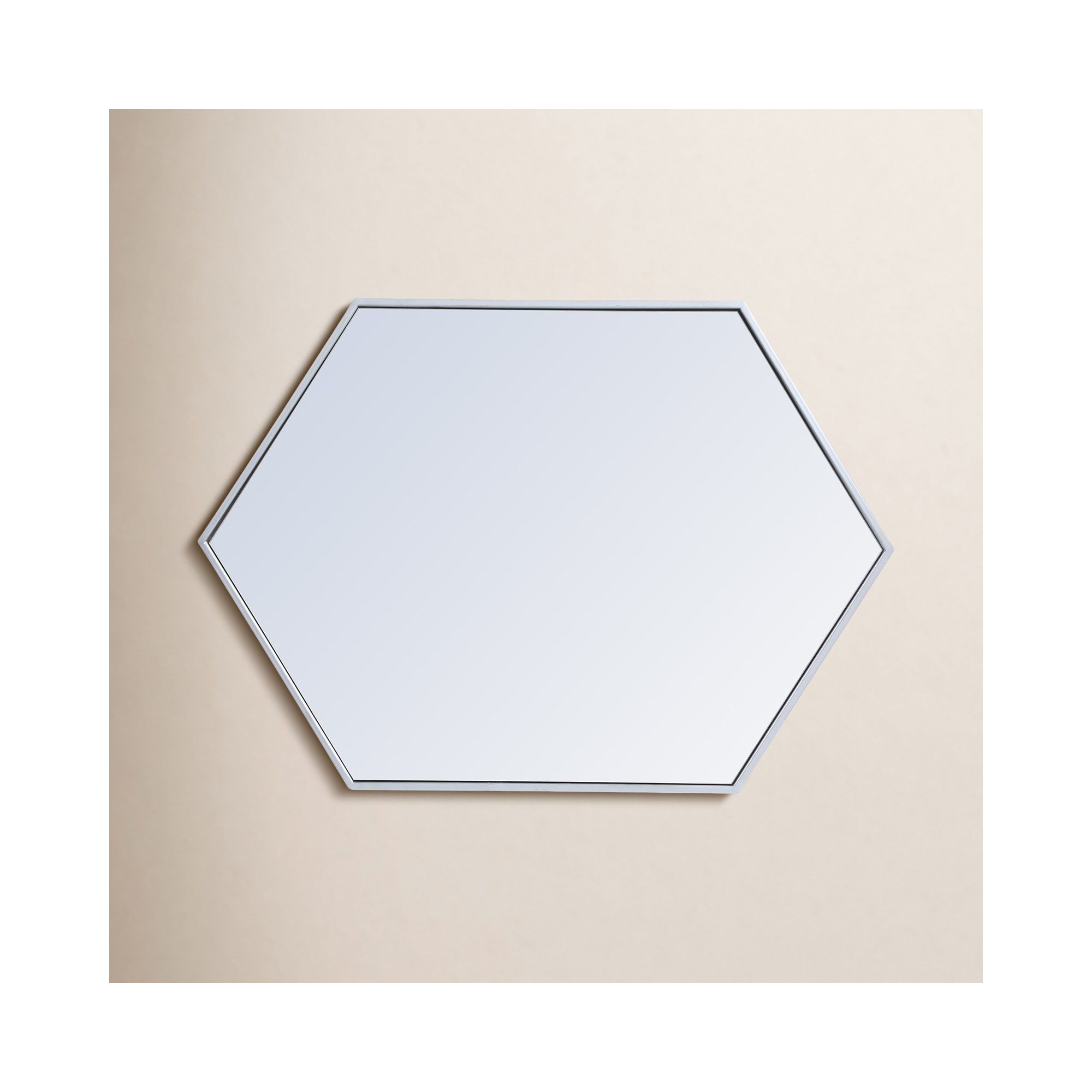 Sabine Metal Hexagon Wall Mirror, 35" H x 41" W, Silver