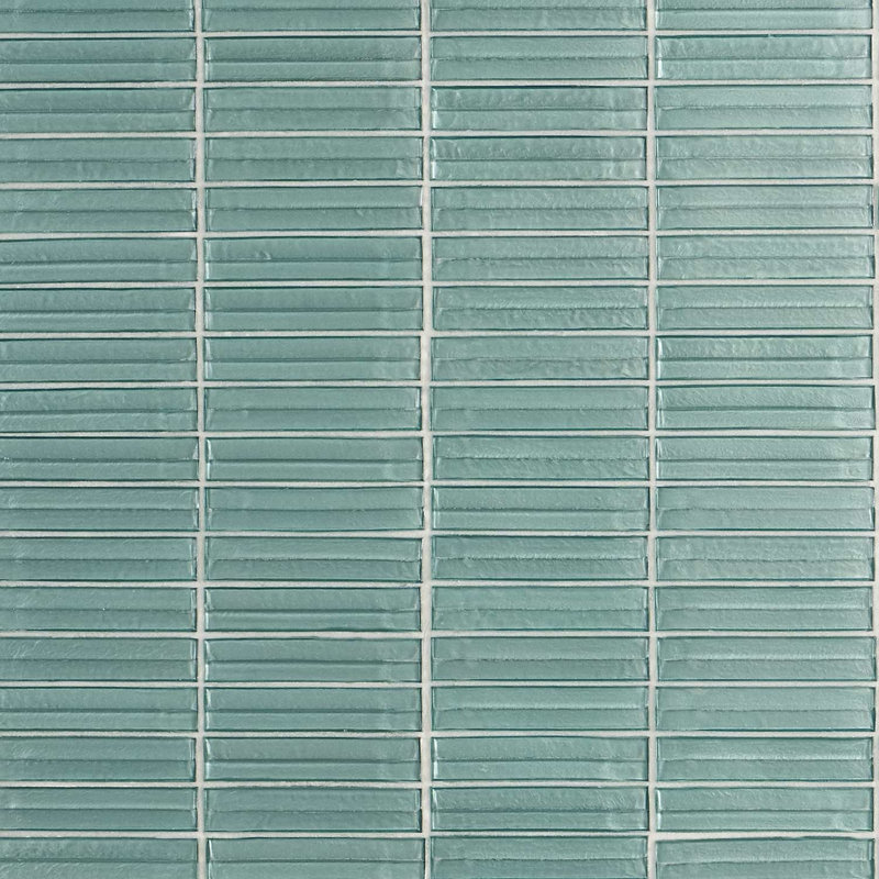 Maya Polished Glass Mosaic, Stacked Ocean