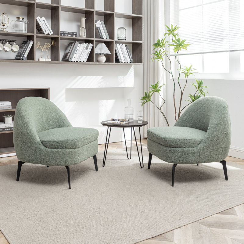 Fauteuil demi-tonneau rembourré Bula, Polyester vert