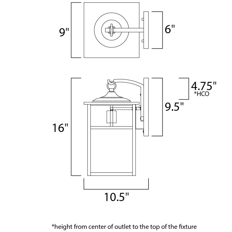 Wall Light, Burnished, Honey, 16" H x 9" W x 10.5 D