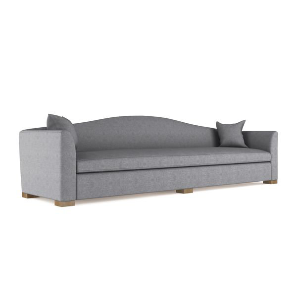 Horatio Camelback Taper Curved-Arm Extra Long Sofa, Box Weave Linen Alabaster, 33" H x 120" W x 40" D, Weathered
