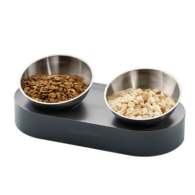 Raised Dog Cat Food Bowl 304 Stainless Steel, Elevated Pet Food And Water Bowl Dishes, Elevated Cat Bowls, Non-Slip Tilted Cat Bowl No Spill -  ColorLife, CWWB083DMX4Q4