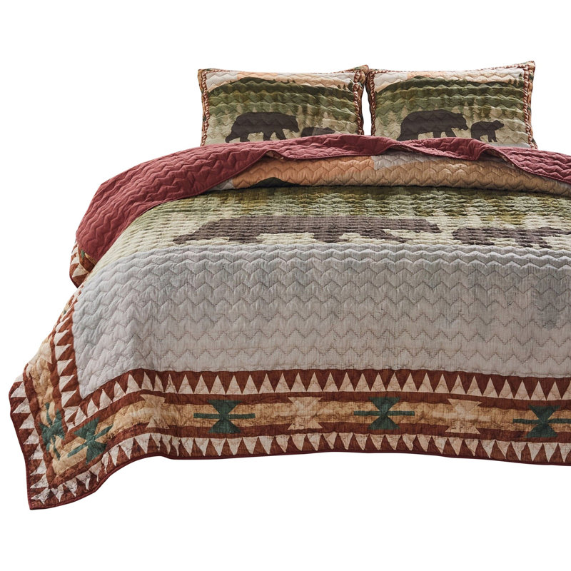  Red Microfiber 3 Piece Quilt Set, King Quilt + 2 Standard Shams