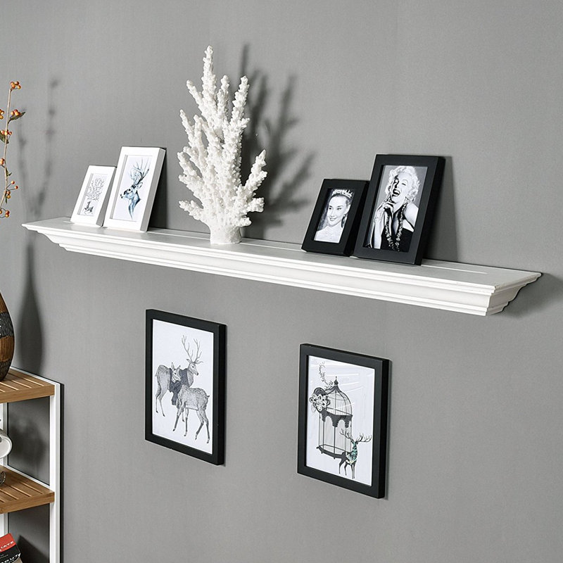 Maffei Trapezoid Floating Shelf, White, 3.25'' H x 48" W x 5.25'' D