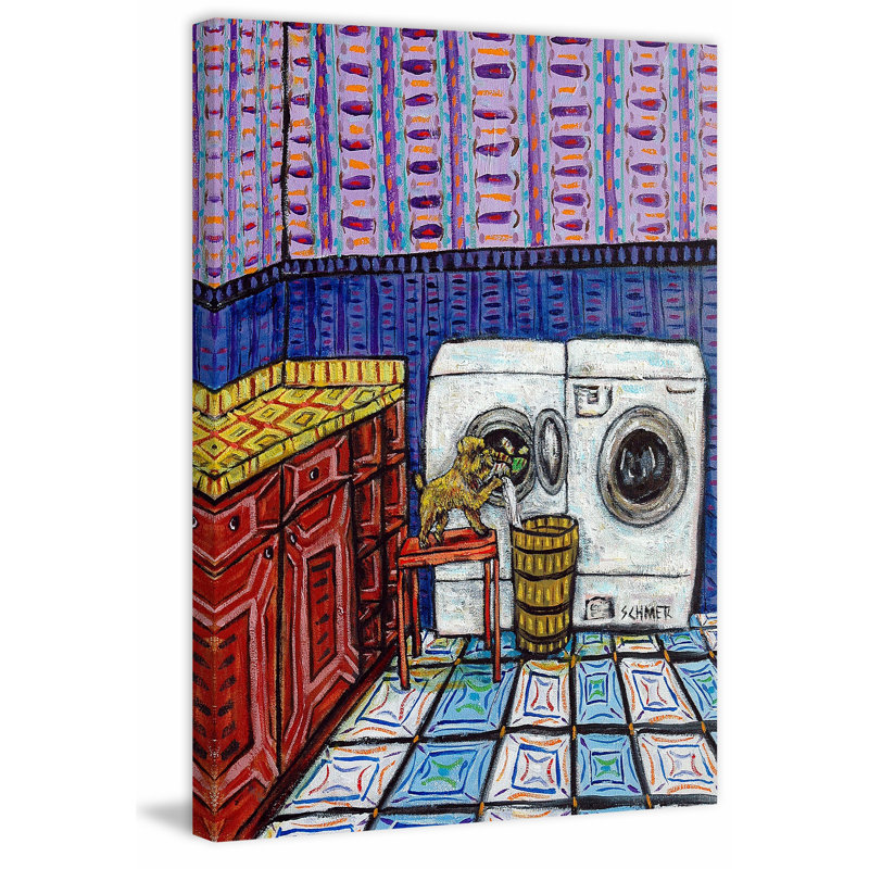 «Brussels Griffon Laundry» par Jay Schmetz, reproduction sur toile, H 18 po x l 12 po