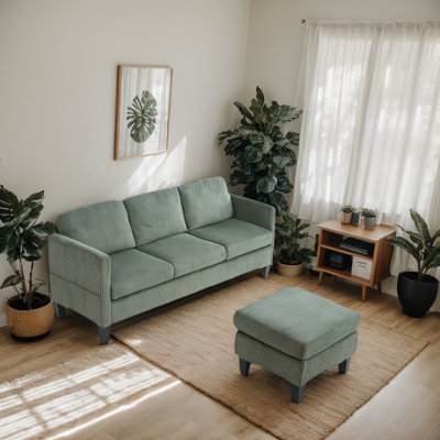 Canapé en L avec cachemire rembourré: design multifonctionnel, apparence de luxe moderne - idéal pour les salons, appartements - facile à assembler, vert olive