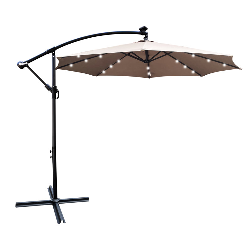 Parasol d'extérieur à DEL 10 pi - 8 baleines, stable, pour terrasse, jardin, jardin, terrasse