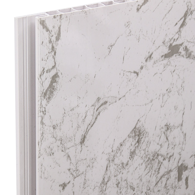 Craigatempin 1000mm W x 2400mm H Frameless Decorative Wall Panel with Glass, White Marble Gloss