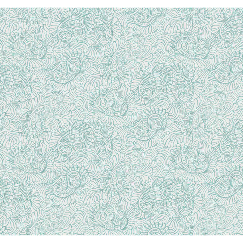 Rouleau de fleurs à motif cachemire, Blanc / Vert