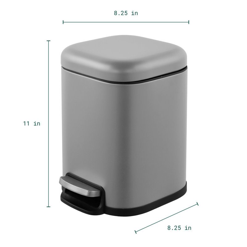 Stainless Steel Step On Kitchen Trash Can - 1.3 Gallons, Grey