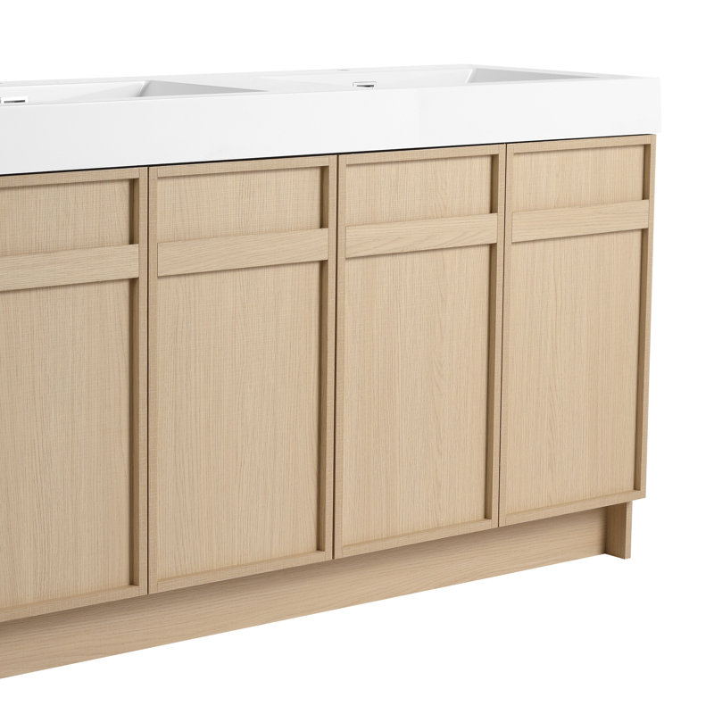 Meuble-lavabo autoportant 60 po avec plateau en résine blanche 60 po