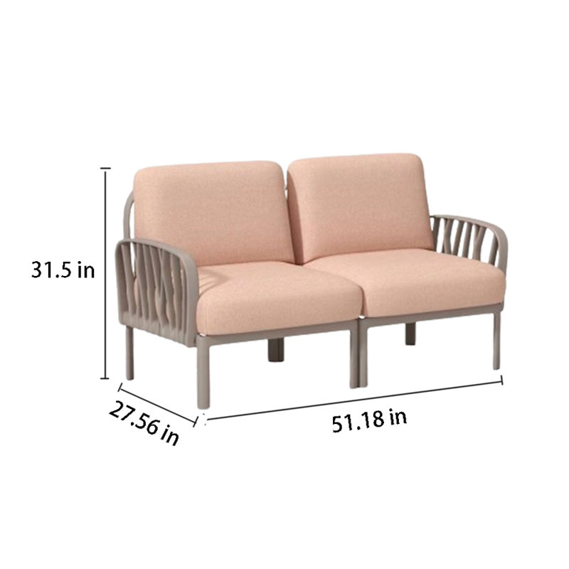 Causeuse d'extérieur avec coussins de 51,18 po de largeur Vaneesha, Rose