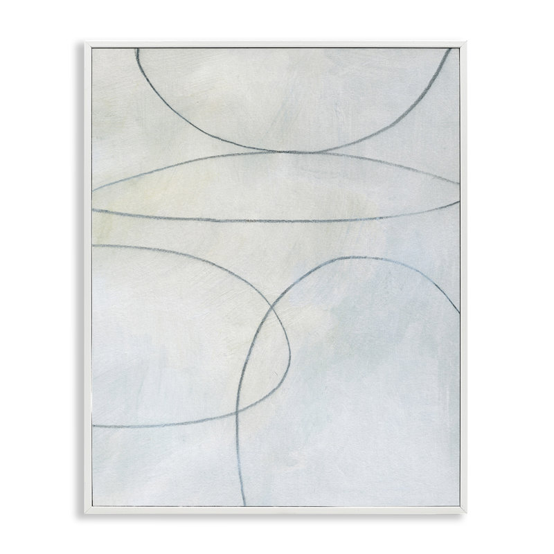 Oblong Shapes Doodle, art de la giclée encadrée par Victoria Barnes, H 30 po x l 24 po, Giclée encadrée blanc bord de mer