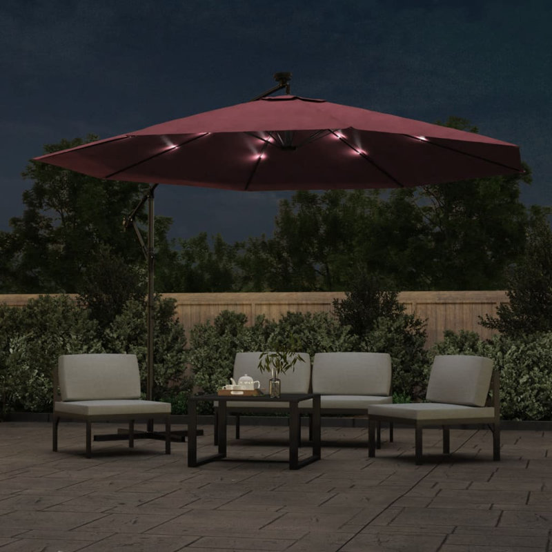 Gurganus 350cm Lighted Market Parasol, Bordeaux Red