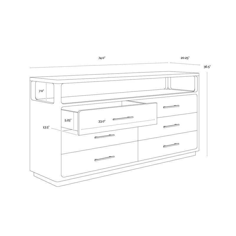 DANETTE 6 - Drawer Dresser, Black