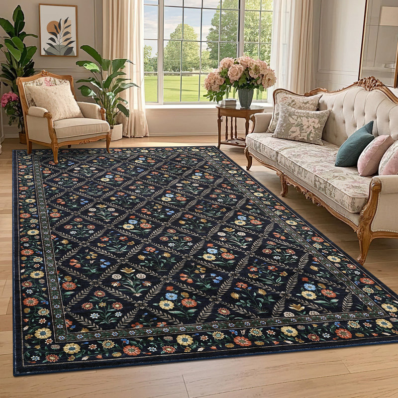 Tapis lavable à la machine Tapis antidérapant à poils courts et antidérapant pour salon, chambre à coucher, salle de jeux, chambre de bébé