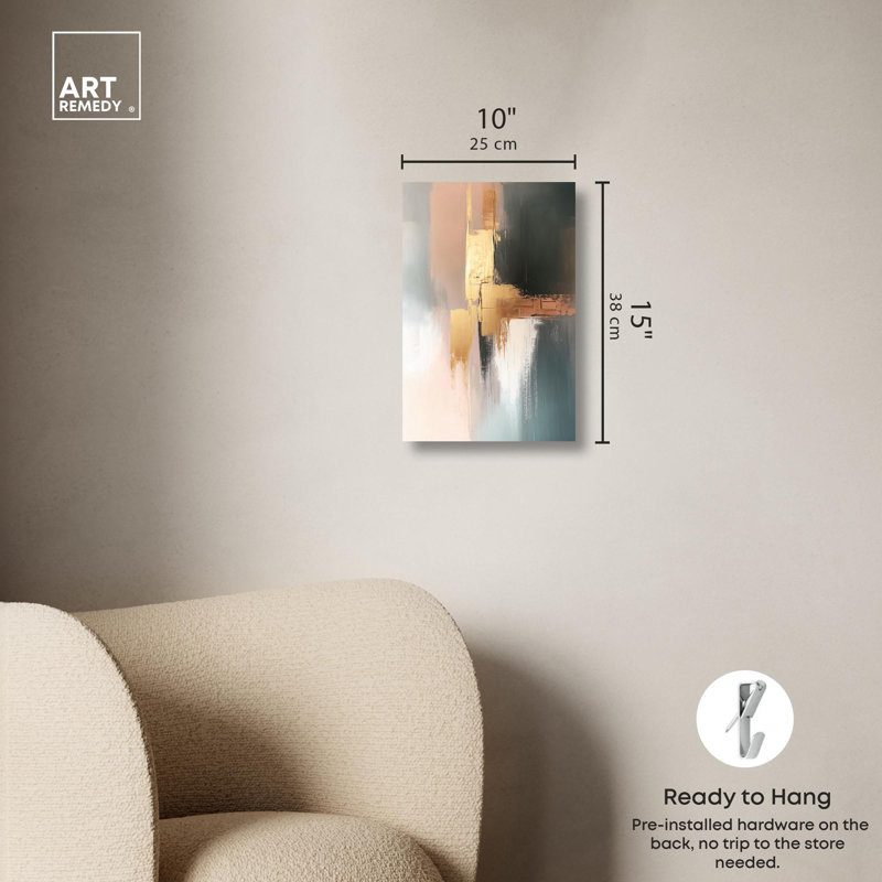 Soft Echoes of Nature Gold Leaf Abstract Canvas Wall Art