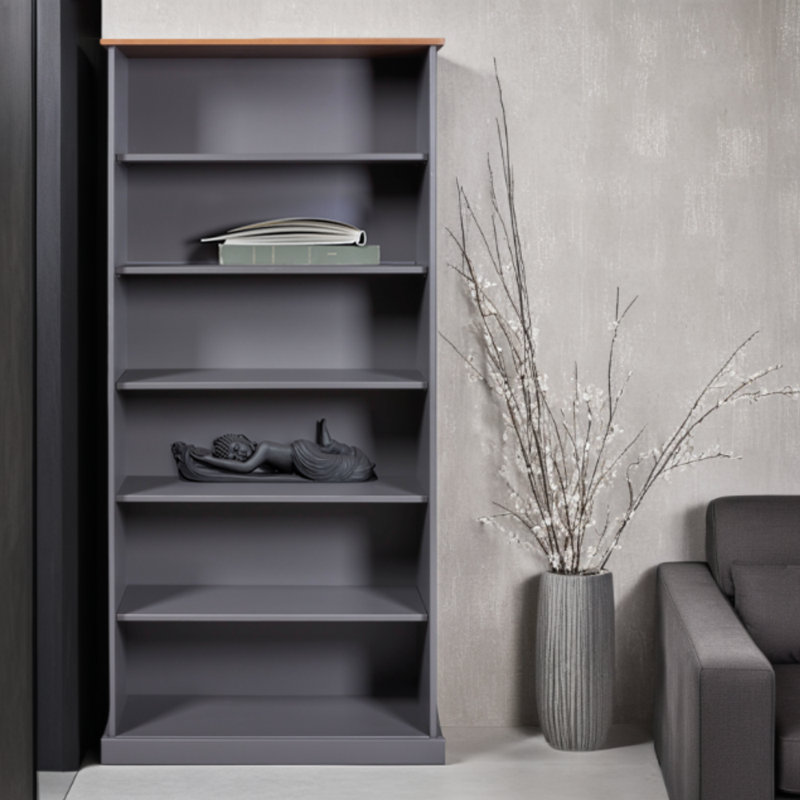 Pierro 190cm H x 90cm W Solid Wood Standard Bookcase, Grey/Sepia
