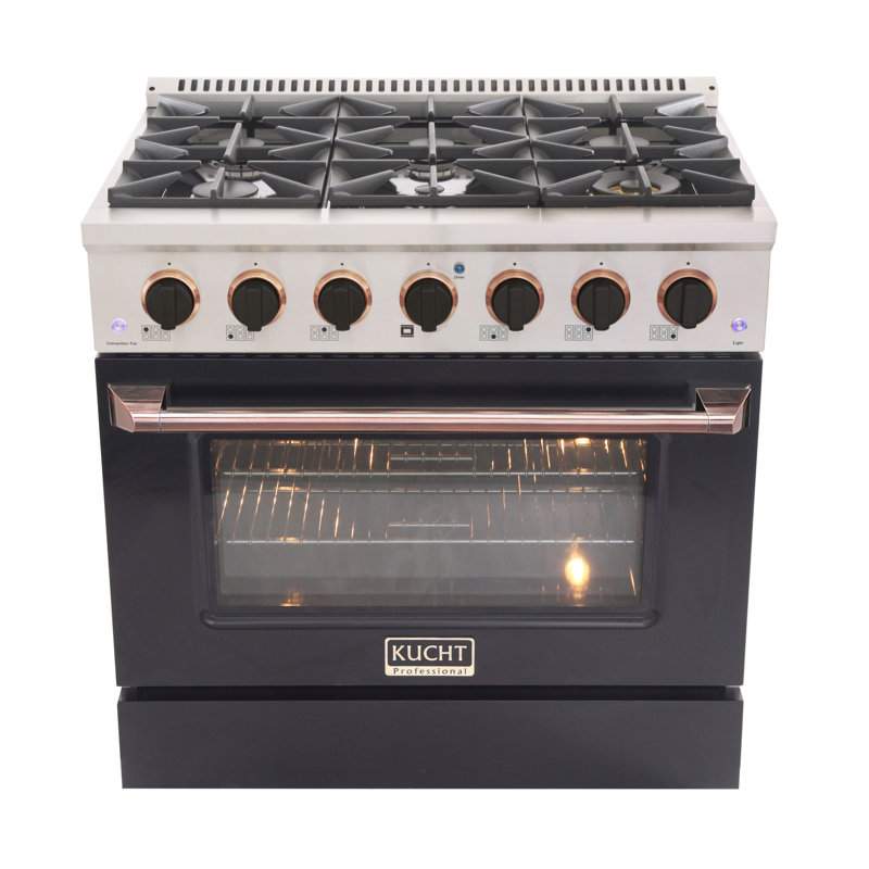 Kucht 36'' W Free Standing Range, Black, Liquid Propane