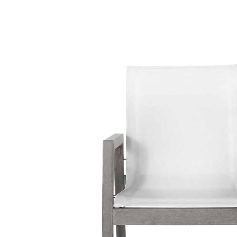Tabouret de bar Seashore en bois gris avec toile blanche, Gris ardoise