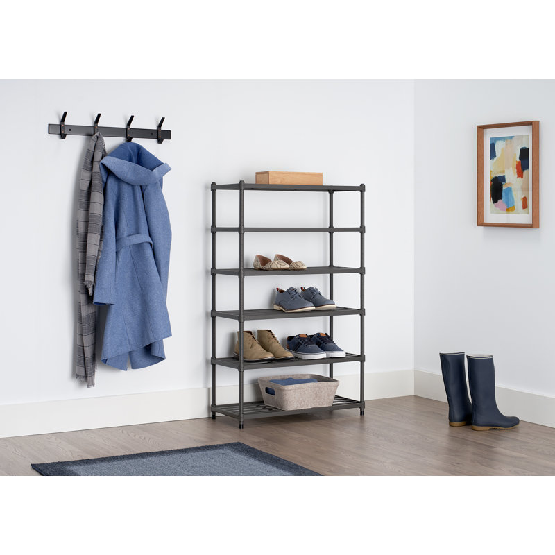 TRINITY Dark Gray 6-Tier Slat Shoe Rack