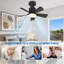 Éclairage de ventilateur de douille moderne, ventilateur d'ampoule à intensité variable 3 couleurs, moteur silencieux, pour l'intérieur, la chambre à coucher et la cuisine-105707109-105707111