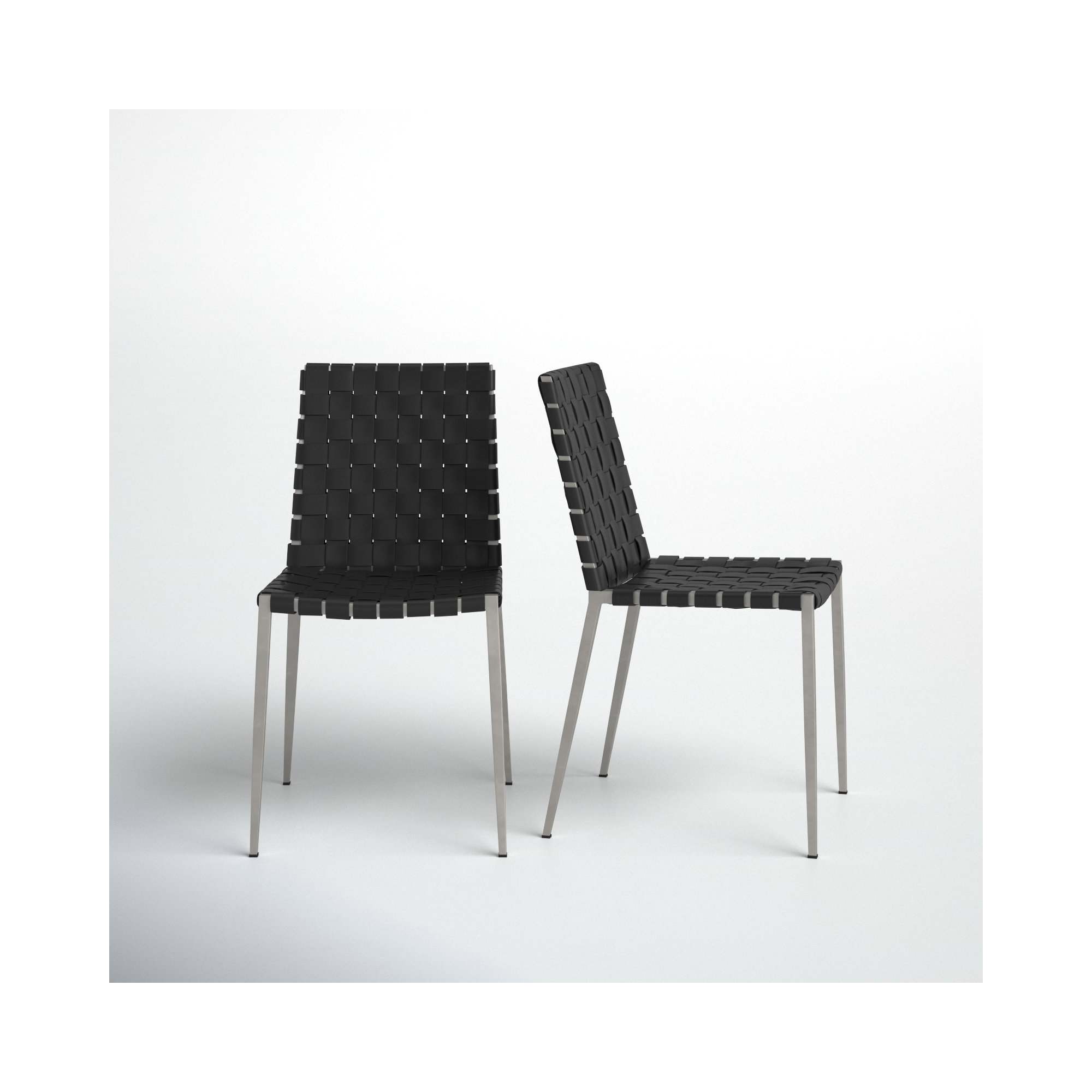 Brett Leather Upholstered Side Chair, Black, White