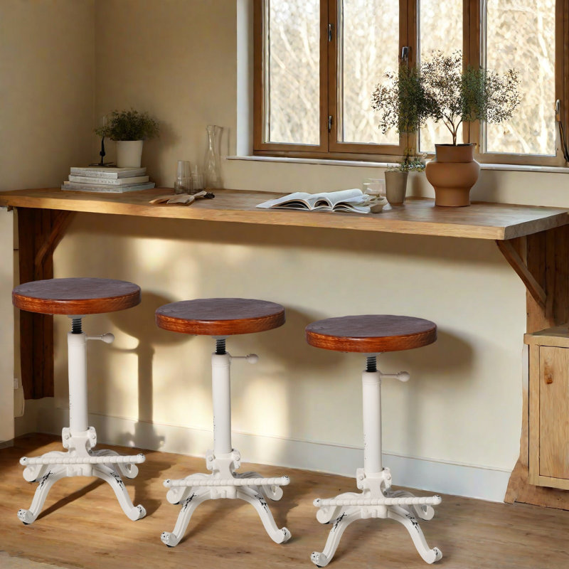 Tabouret de bar pivotant vintage 22,04 à 25,98 pouces avec tabourets de comptoir industriels réglables pour îlot de cuisine avec repose-pieds