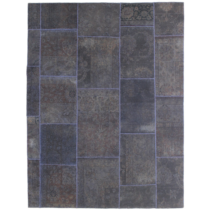 Tapis unique bleu / ivoire 7 pi 1 po x 9 pi 4 po New Age
