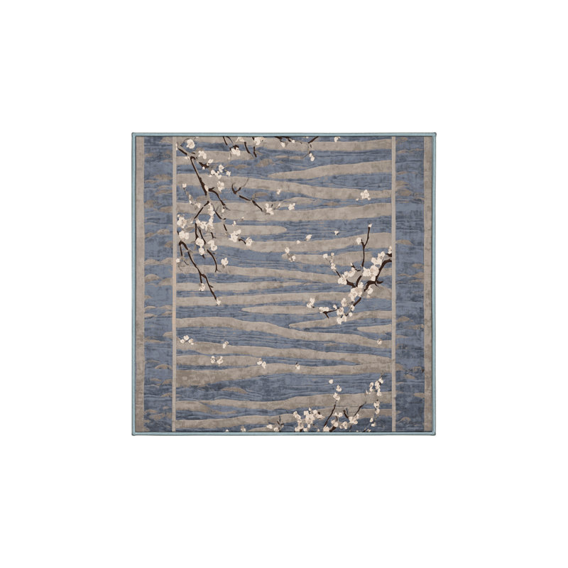 Tapis bleu lavable à la machine, Carré 5 pi