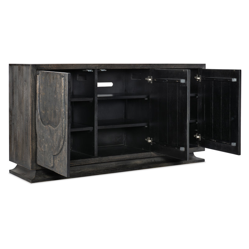 Chiseling 68'' Black Solid Wood Sideboard