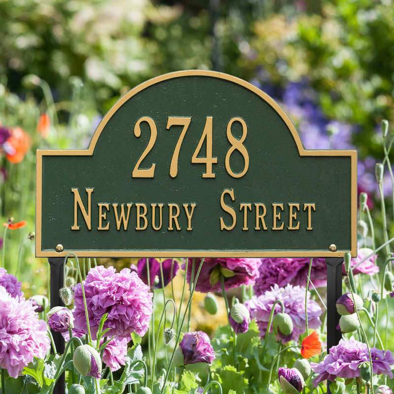 2-Line Lawn Address Sign, Green, Yes