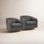 Fauteuil demi-tonneau pivotant en cuir véritable Bennett (ensemble de 2)-107095657
