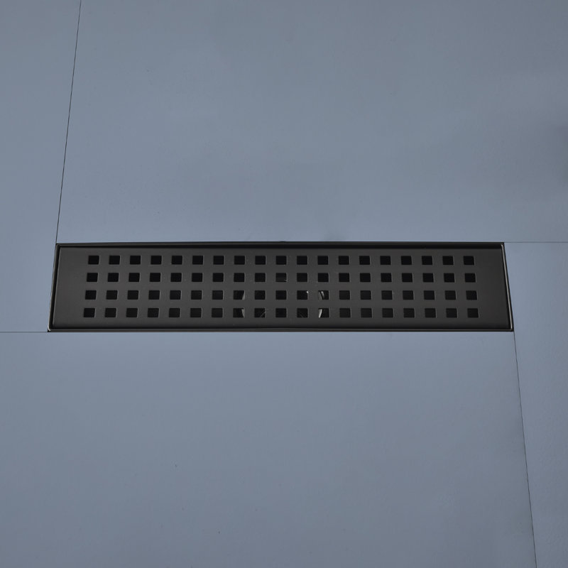 Linear Grid Shower Drain With Leveling Feet, Matte Black