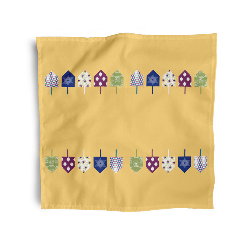 Serviette 22 po doodled dreidels, Jaune