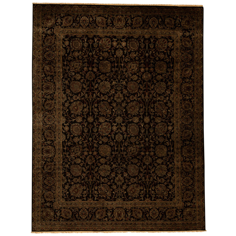 High-Quality Hand-Knotted Black Area Rug