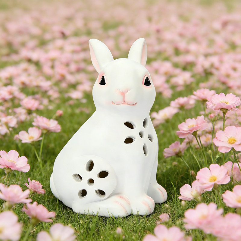 Décoration de jardin lapin mignonne à énergie solaire de 6,9 po Alize, surface résistante à l'usure pour l'intérieur et l'extérieur - vente chaude