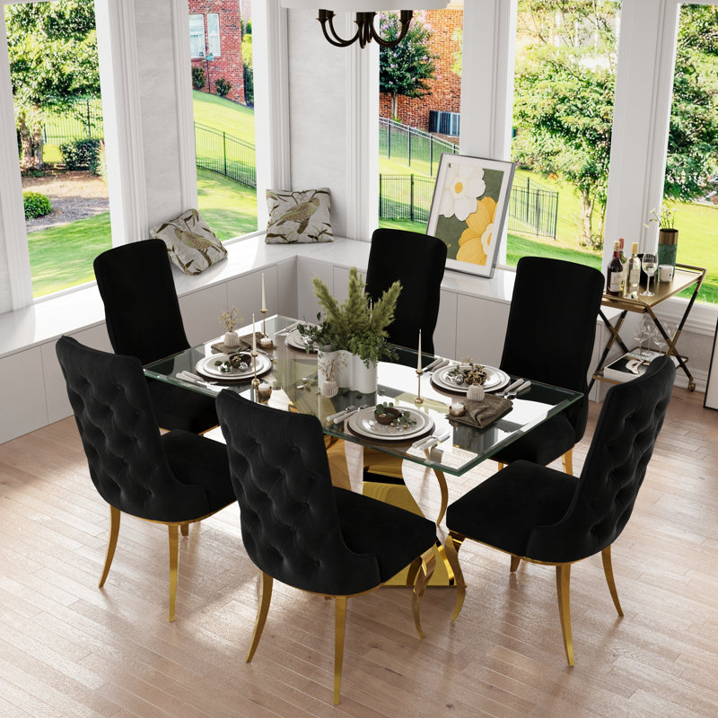 Black Velvet Dining Chairs Set Of 2